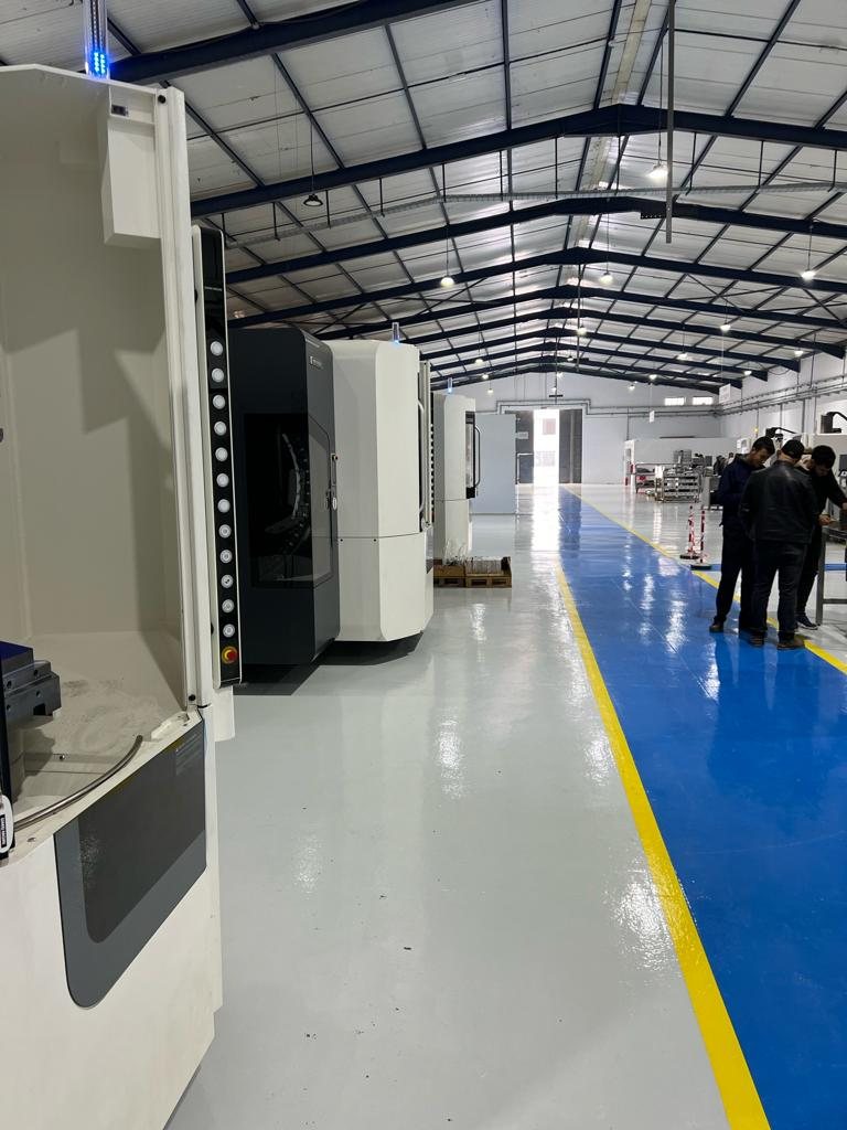 The new horizontal centres along the main aisle of the machining hall.